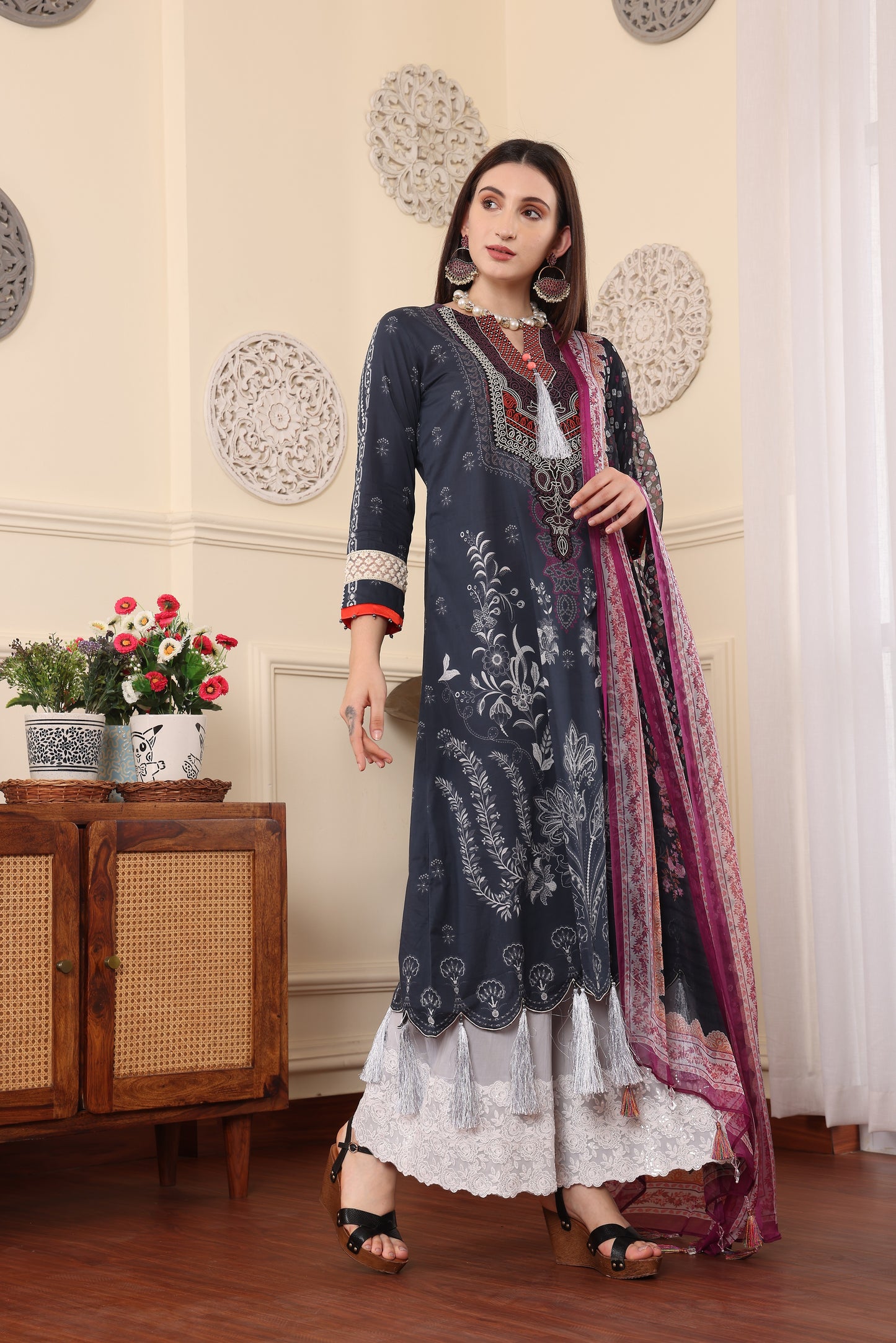 3 PCS EMBROIDERED MEHER UNSTITCHED SUMMER COLLECTION SYT-03