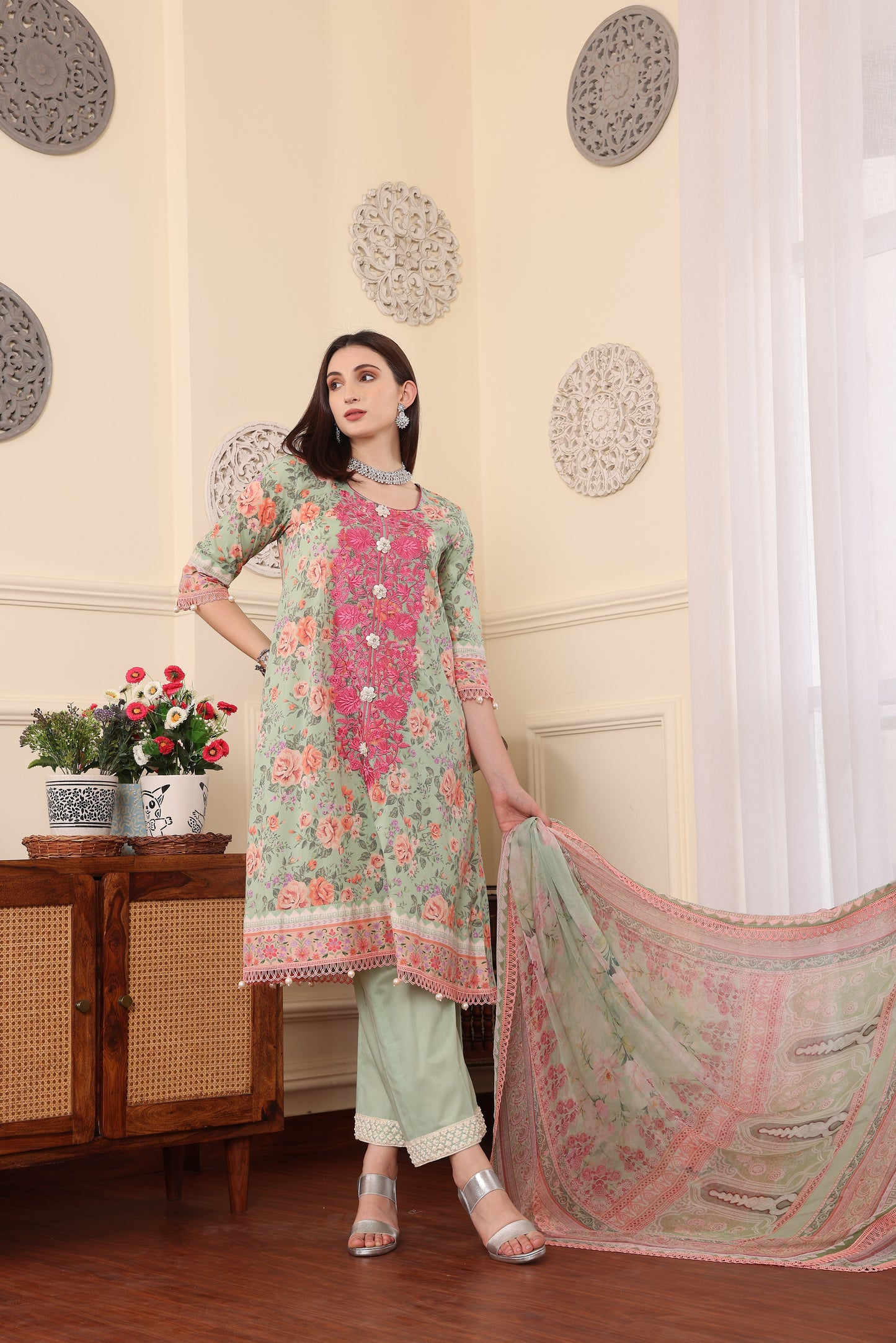3 PCS EMBROIDERED MEHER UNSTITCHED SUMMER COLLECTION SYT-10