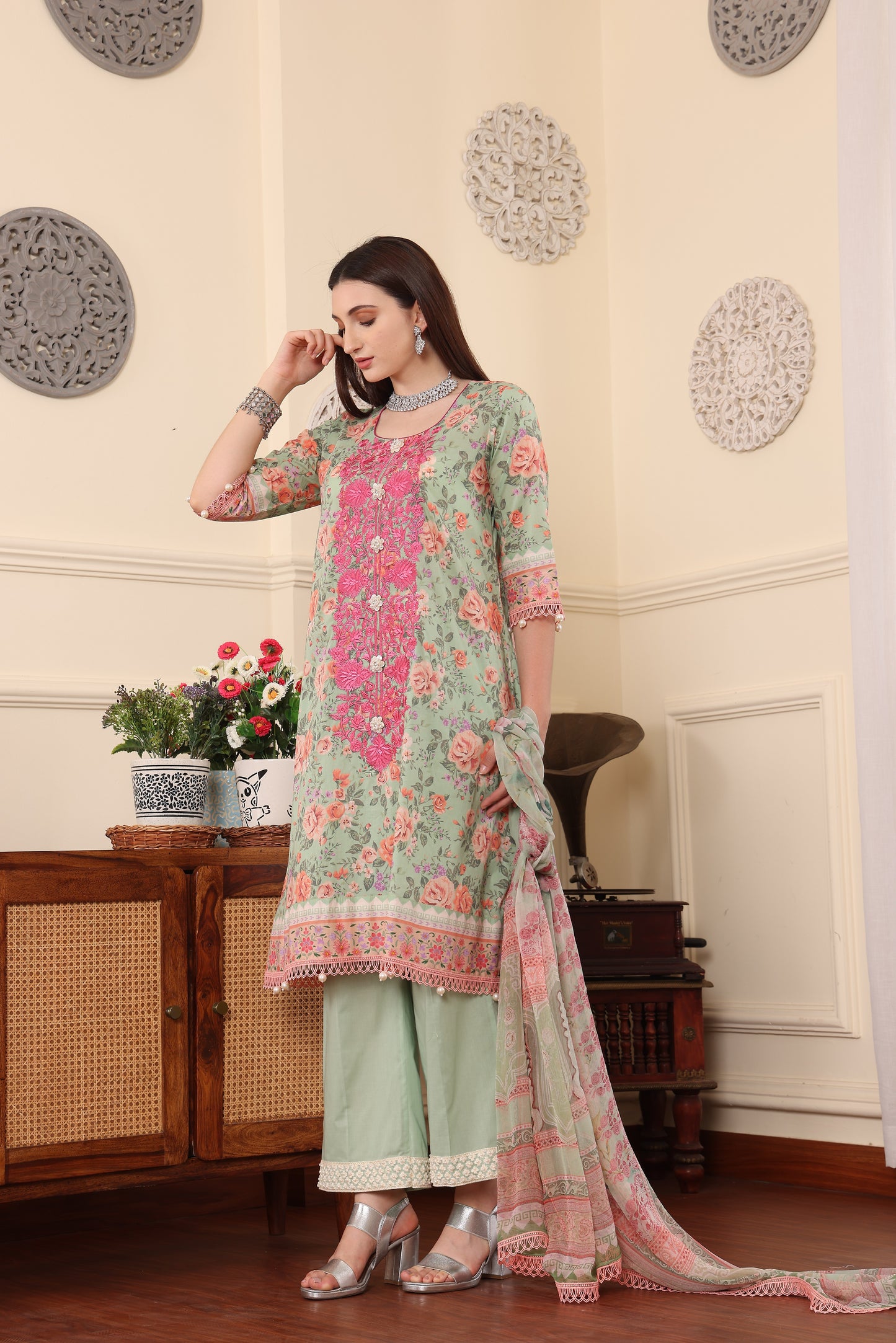 3 PCS EMBROIDERED MEHER UNSTITCHED SUMMER COLLECTION SYT-10