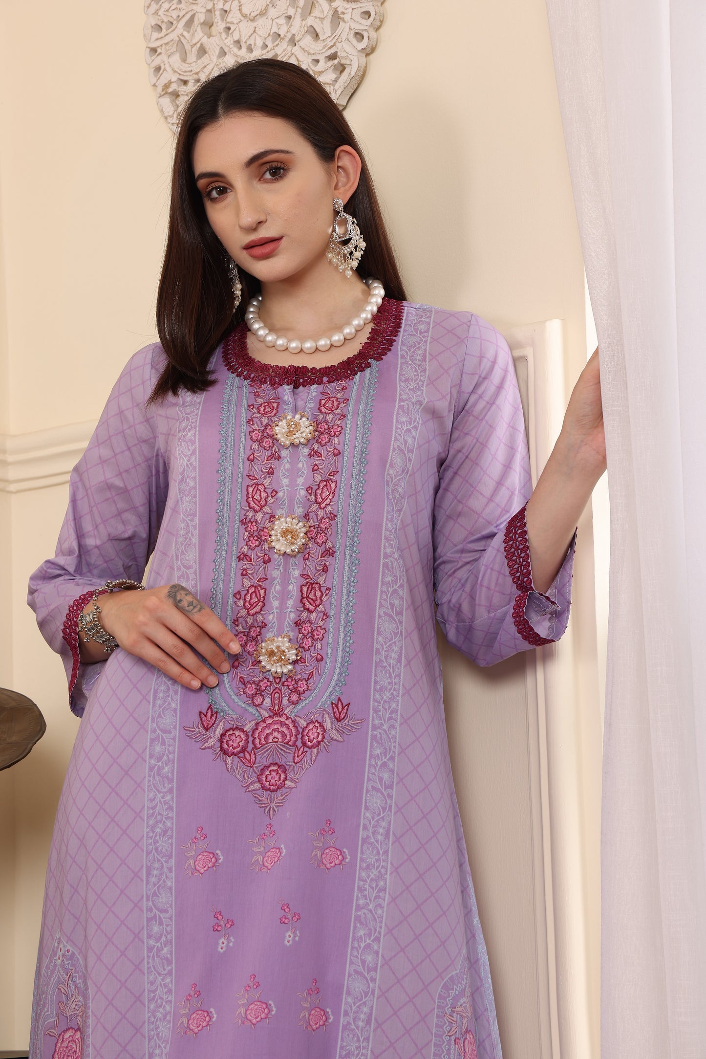 3 PCS EMBROIDERED MEHER UNSTITCHED SUMMER COLLECTION SYT-08