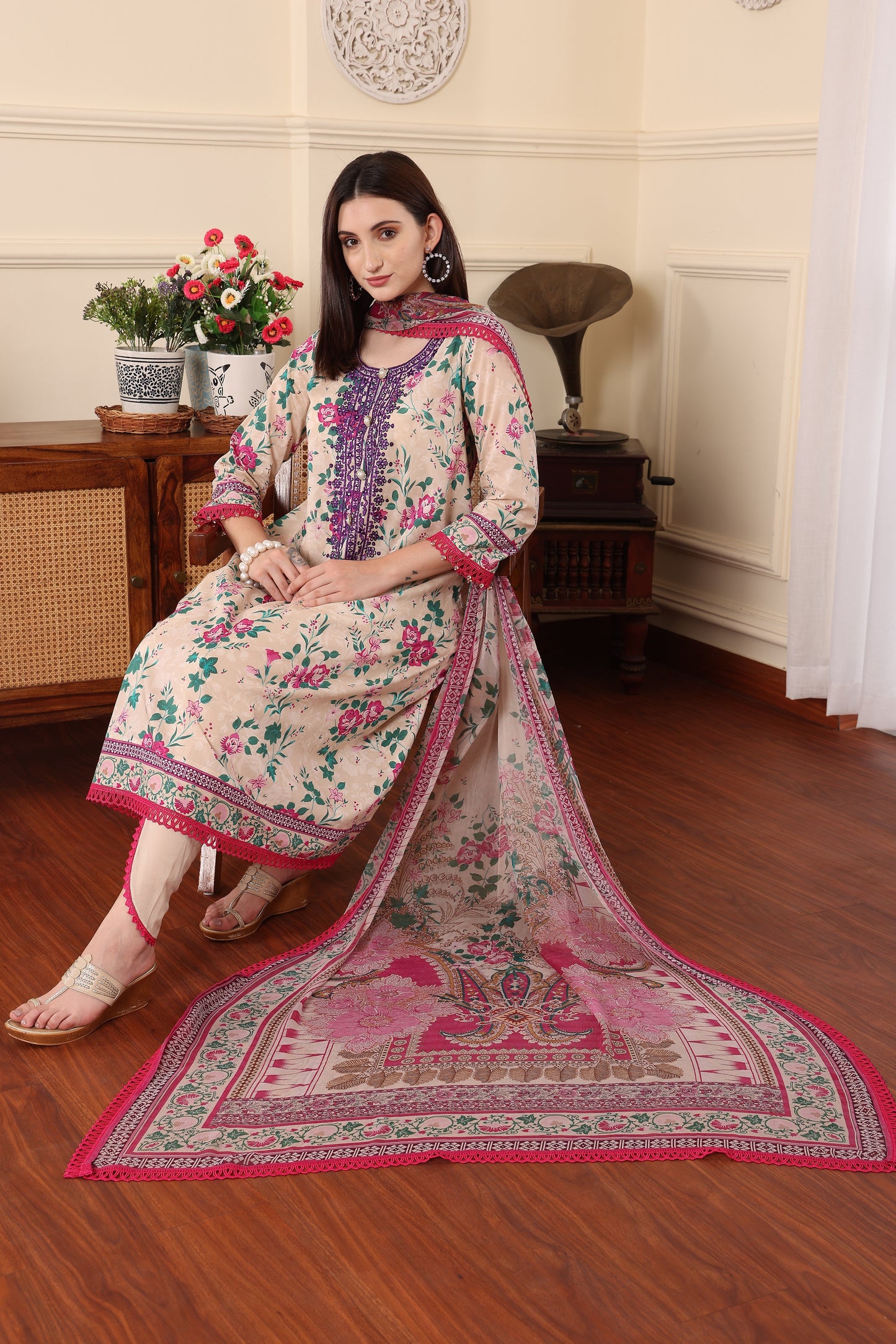3 PCS EMBROIDERED MEHER UNSTITCHED SUMMER COLLECTION SYT-09