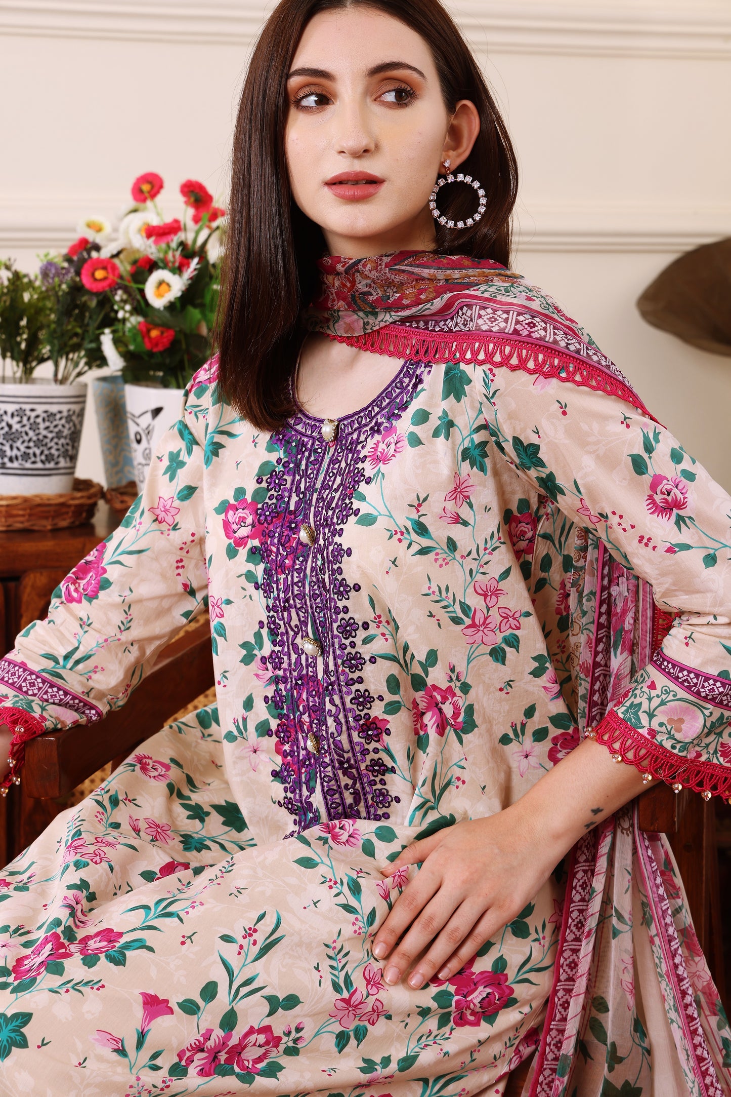 3 PCS EMBROIDERED MEHER UNSTITCHED SUMMER COLLECTION SYT-09