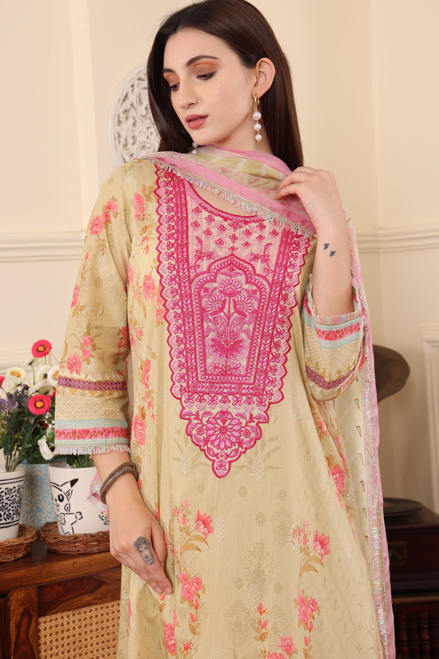3 PCS EMBROIDERED MEHER UNSTITCHED SUMMER COLLECTION SYT-07