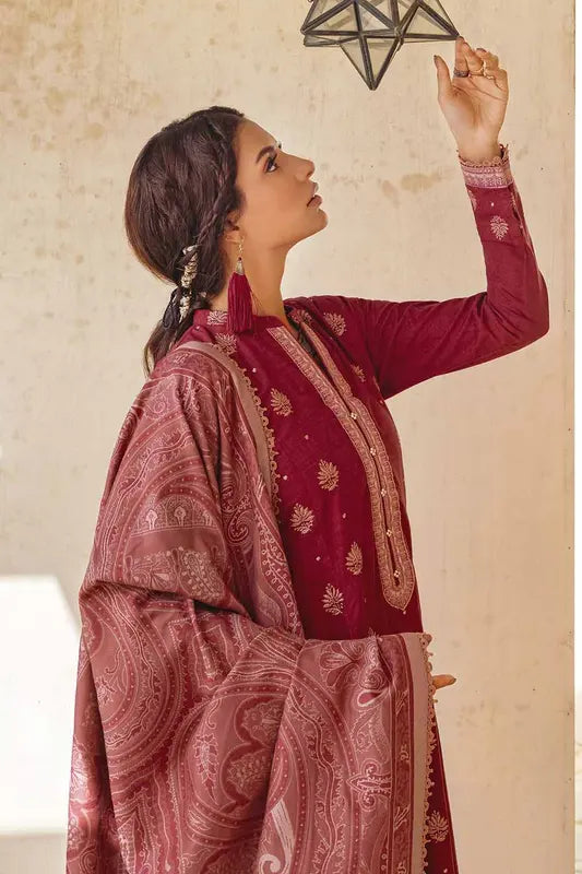 3PC Embroidered Khaddar Unstitched Suit with Jacquard Dupatta MJ-32073