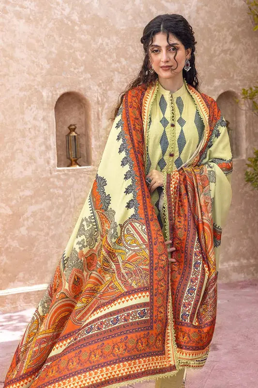 3PC Embroidered Khaddar Unstitched Suit with Digital Printed Pashmina Shawl AP-32037
