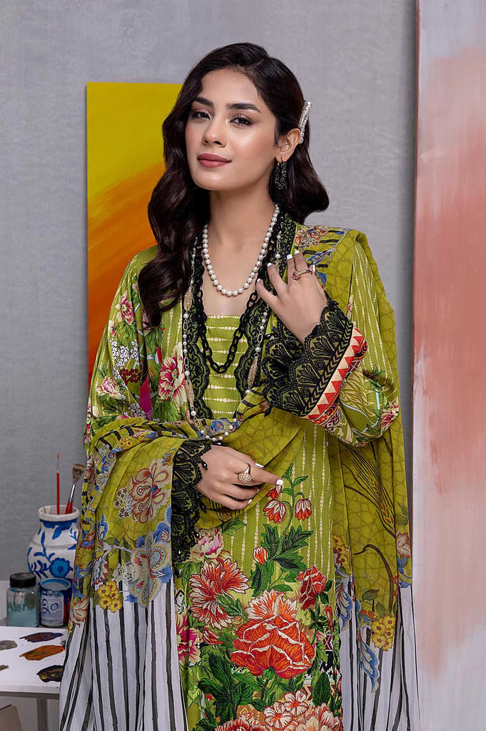 3PCS ADAN'S LIBAS BELLAROSE UNSTITCHED LAWN SUIT D-04 (SAHRA)