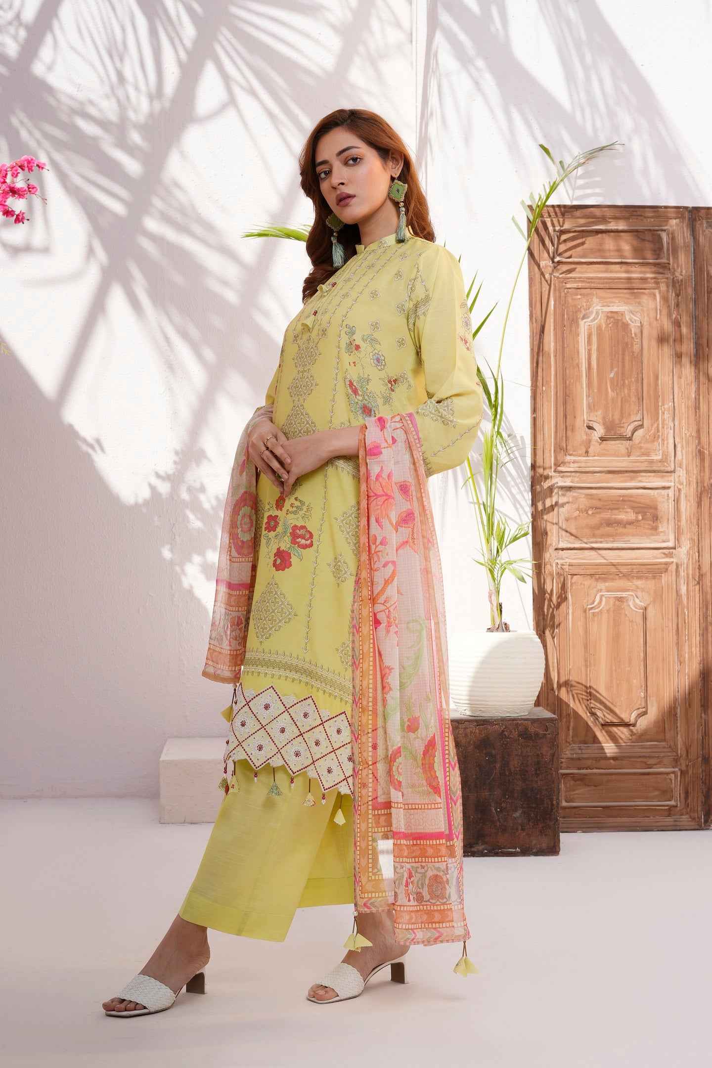 Women Cotton Printed Kurta Cotton Duppatta Embroidered Lace Dyed Salwar - Sunlit Threads