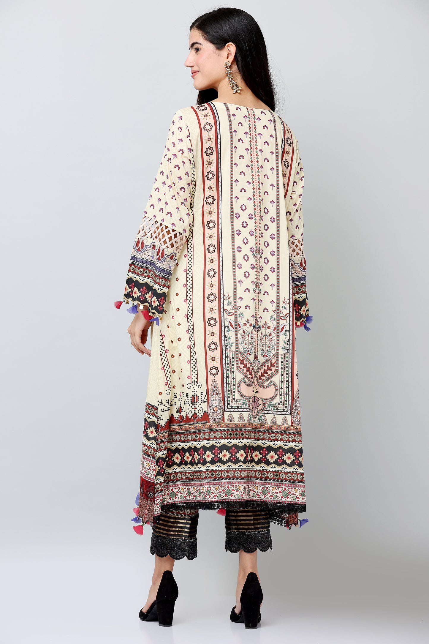 3PC EMBROIDERED UN-STITCHED SUITS-KH-AR-27