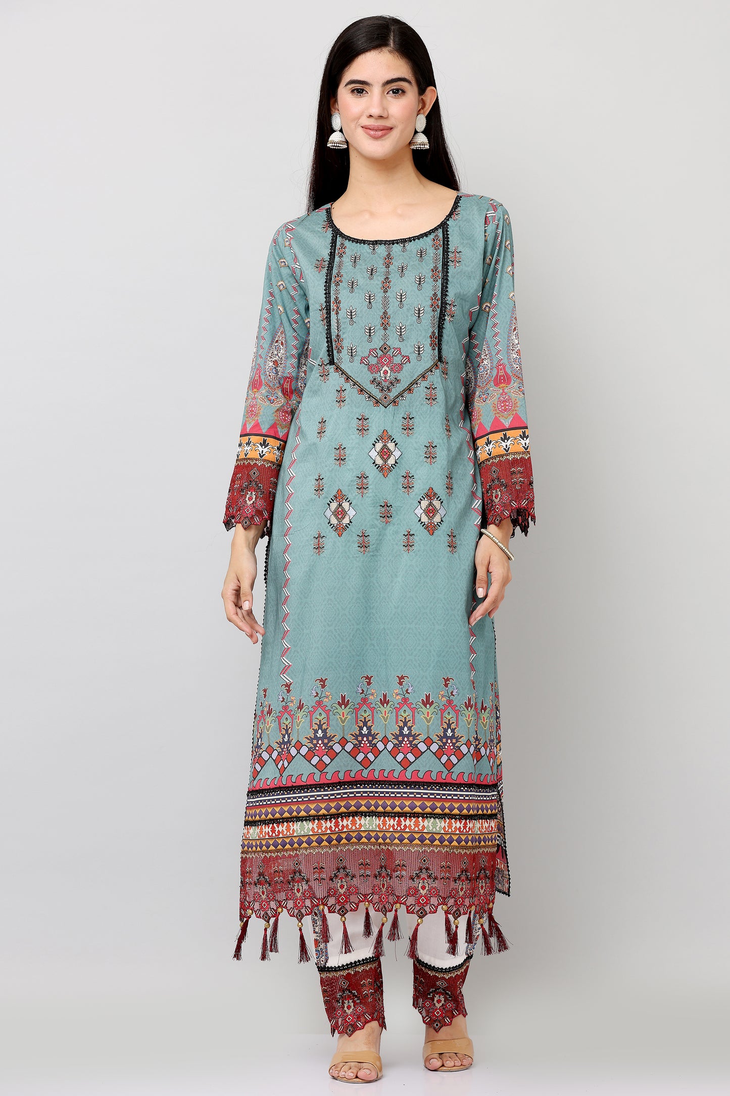 3PC EMBROIDERED UN-STITCHED SUITS-KH-AR-37