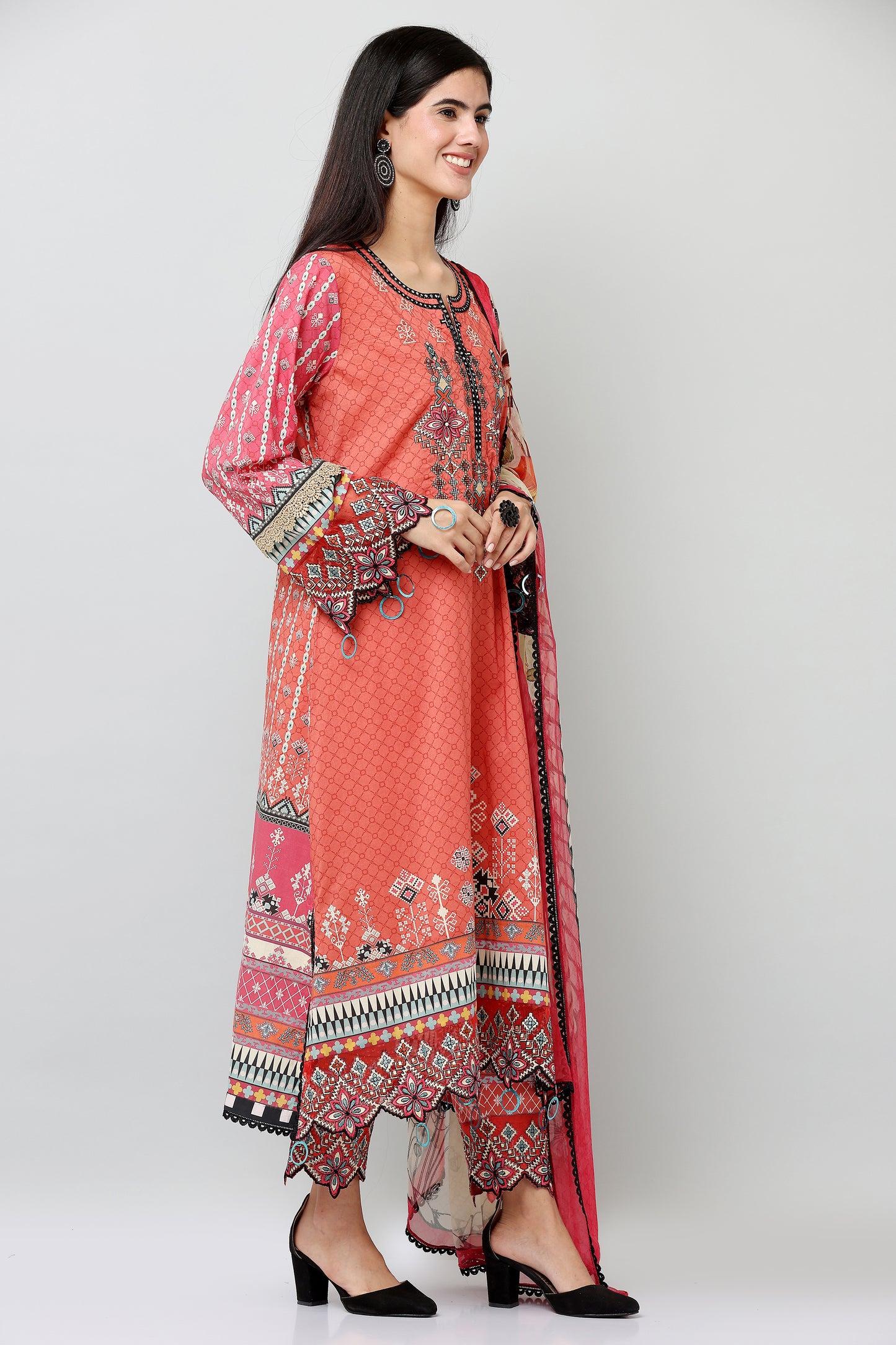 3PC EMBROIDERED UN-STITCHED SUITS-KH-AR-41