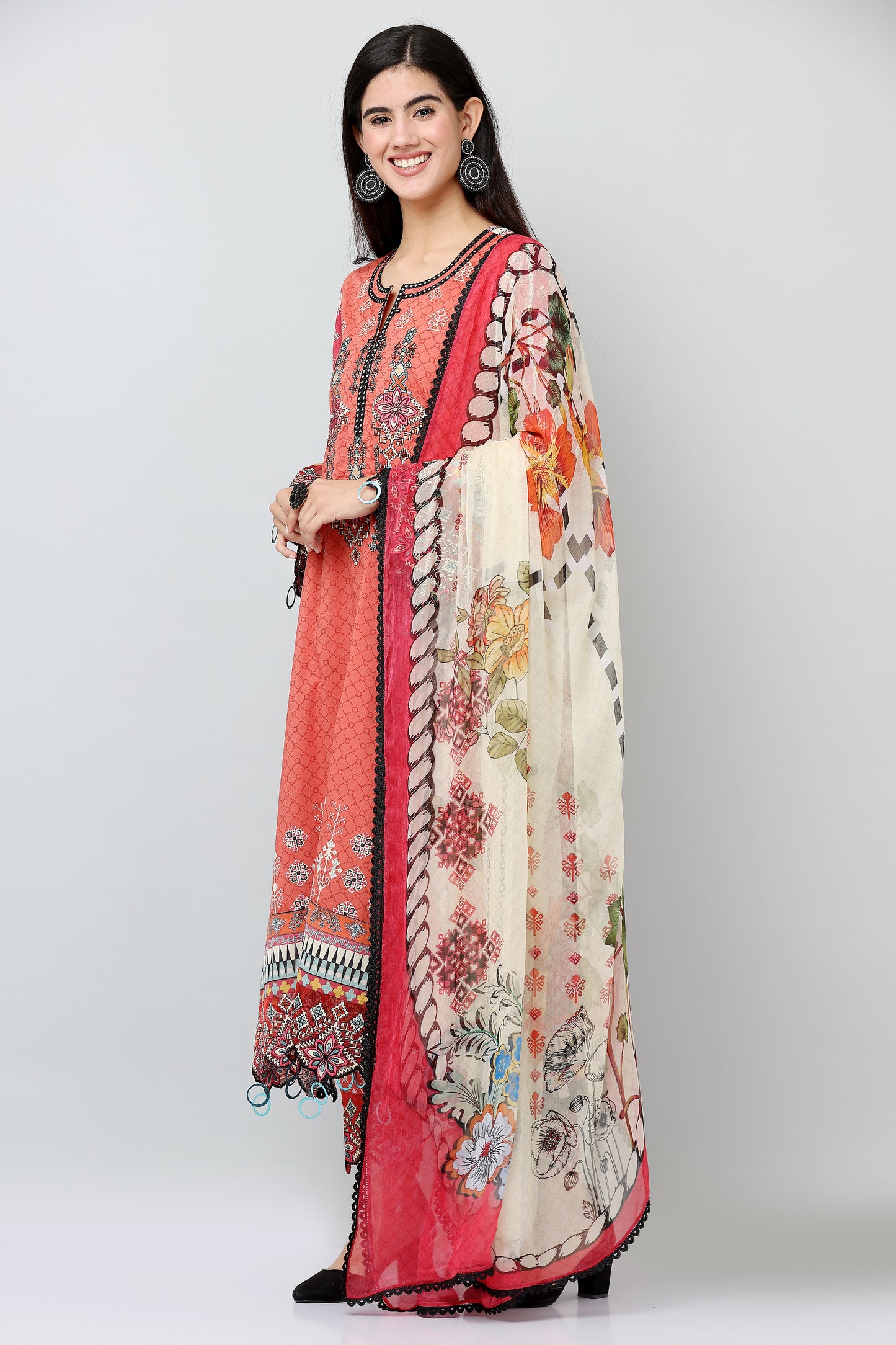 3PC EMBROIDERED UN-STITCHED SUITS-KH-AR-41