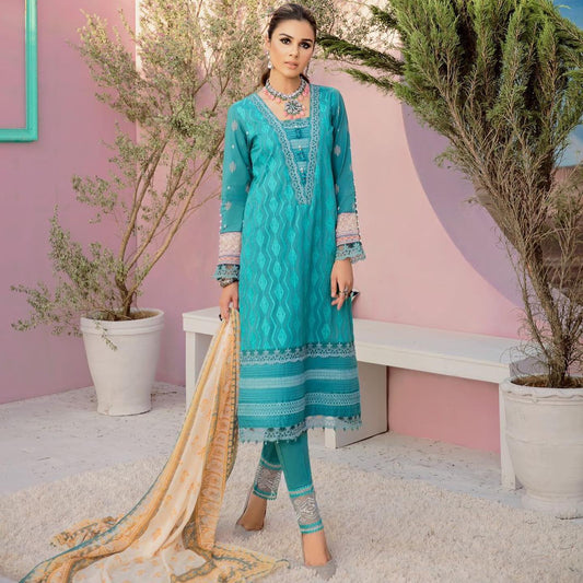 3PCS UN-STITCHED PREMIUM LAWN SUIT-ZC-5086