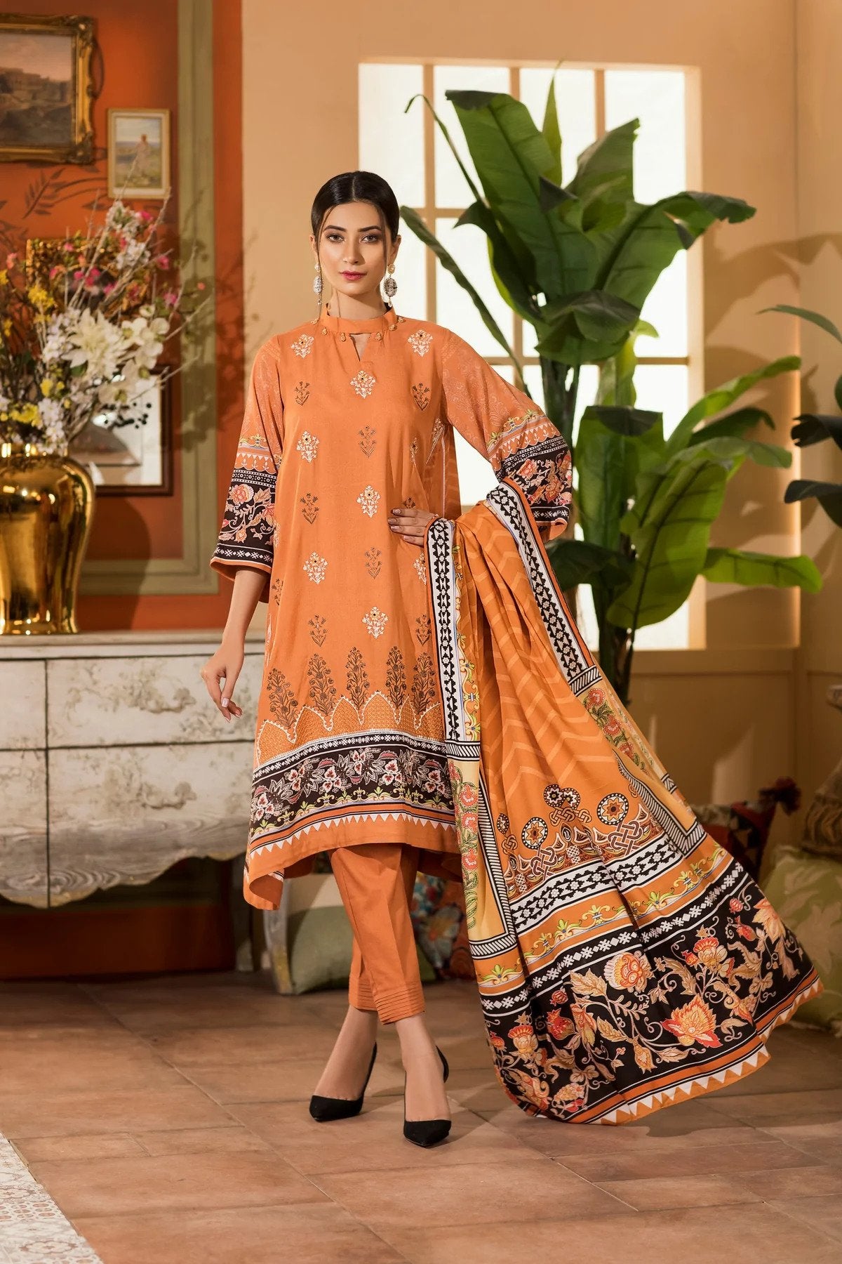 3PCS ZAITOON WINTER COLLECTION SAFFRON ZLE-15009