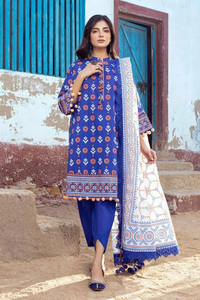 3PC Lacquer Printed Lawn Unstitched Suit CL-42062 A