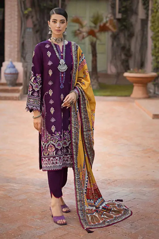 3PC Embroidered Khaddar Unstitched Suit with Digital Printed Pashmina Shawl AP-32049
