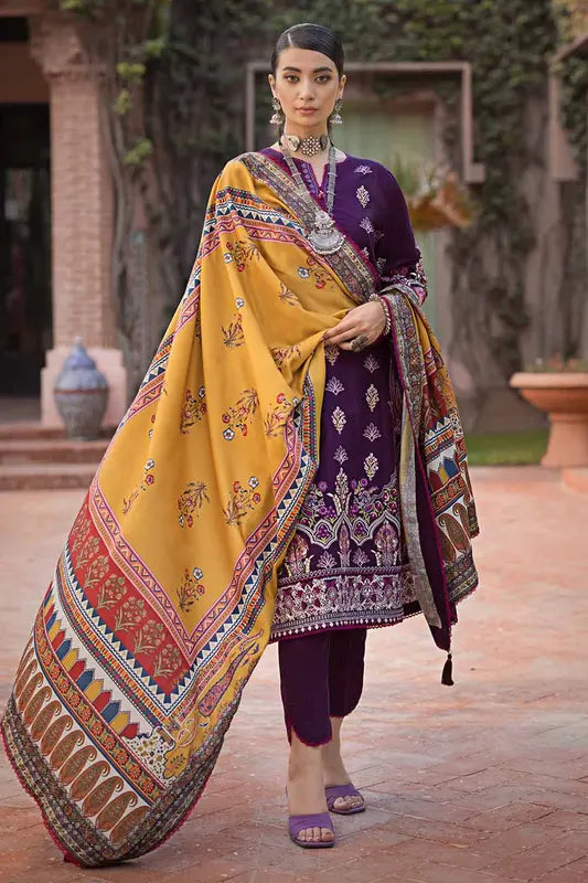3PC Embroidered Khaddar Unstitched Suit with Digital Printed Pashmina Shawl AP-32049