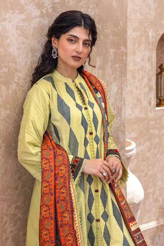 3PC Embroidered Khaddar Unstitched Suit with Digital Printed Pashmina Shawl AP-32037