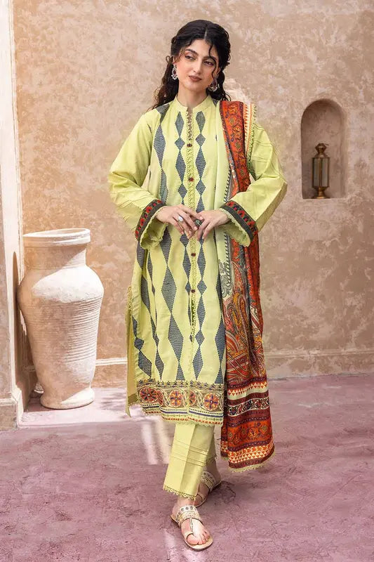 3PC Embroidered Khaddar Unstitched Suit with Digital Printed Pashmina Shawl AP-32037