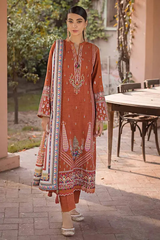3PC Embroidered Khaddar Unstitched Suit with Digital Printed Pashmina Shawl AP-32048