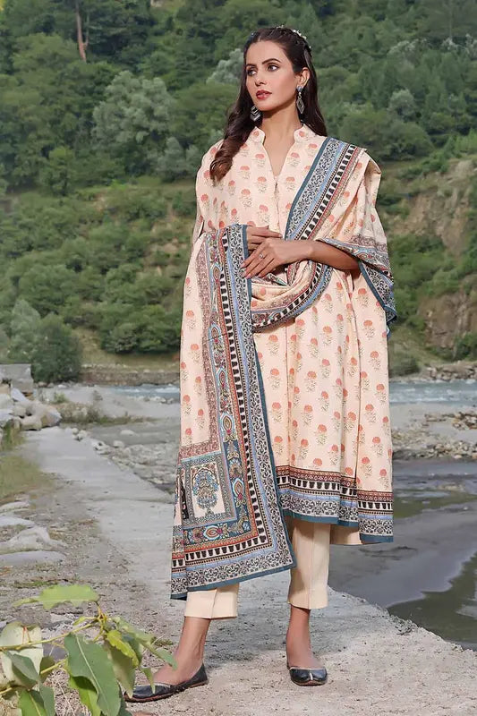 3PC Printed Karandi Unstitched Suit AY-32008