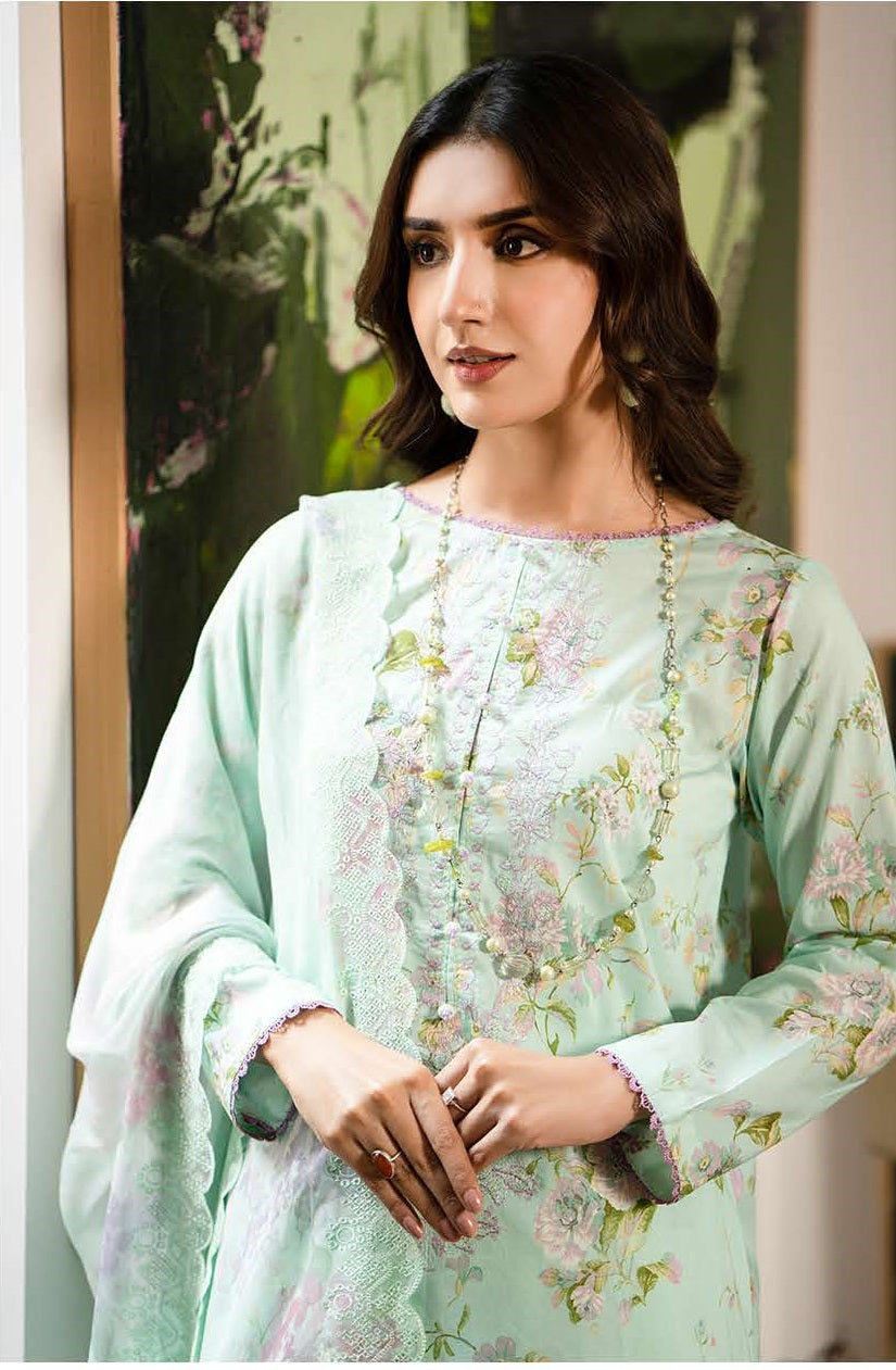 Mishaal by Gulljee Embroidered Lawn 3 piece Unstitched Dress - GJM11 - A11 - Summer Collection