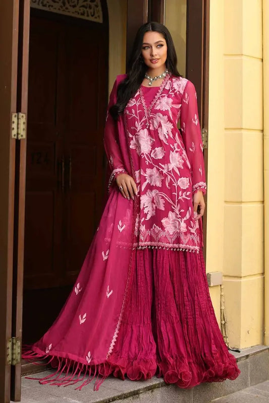 3PC Embroidered Chiffon Unstitched Suit with Embroidered Chiffon Dupatta and Inner LE-42020