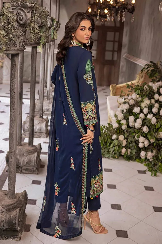 3PC Zari Embroidered Lawn Unstitched Suit with Zari Embroidered Chiffon Dupatta PM-42028