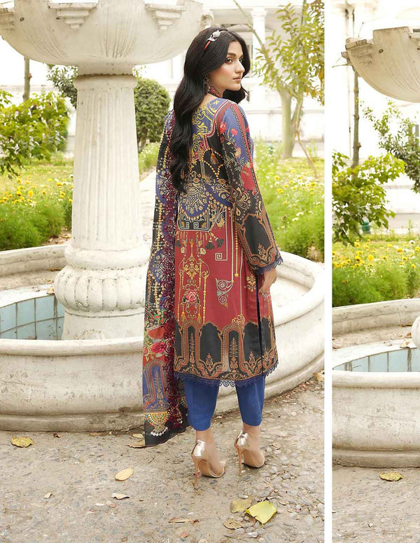 3 PCS RAMSHA BY ZESH UNSTITCHED EMBROIDERED LAWN SUIT MULTICOLOR (D-08)