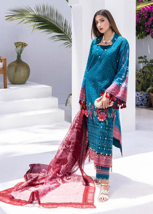 RUNGKARI 3 PIECE EMBROIDERED LAWN SUITS UNSTITCHED SUMMER COLLECTION (A-02)