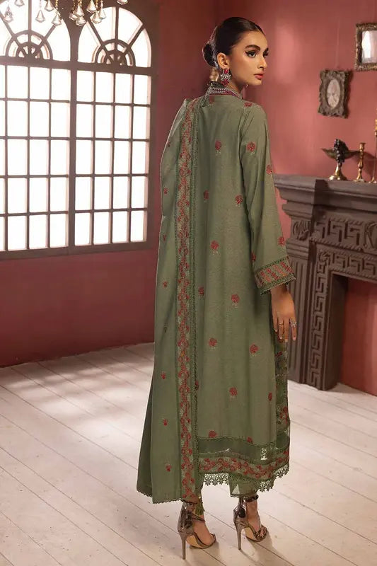 3PC Embroidered Karandi Unstitched Suit AY-32027