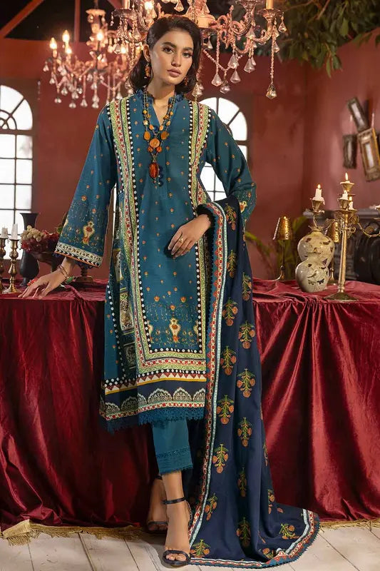 3PC Embroidered Khaddar Unstitched Suit K-32019