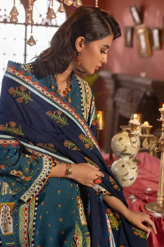 3PC Embroidered Khaddar Unstitched Suit K-32019