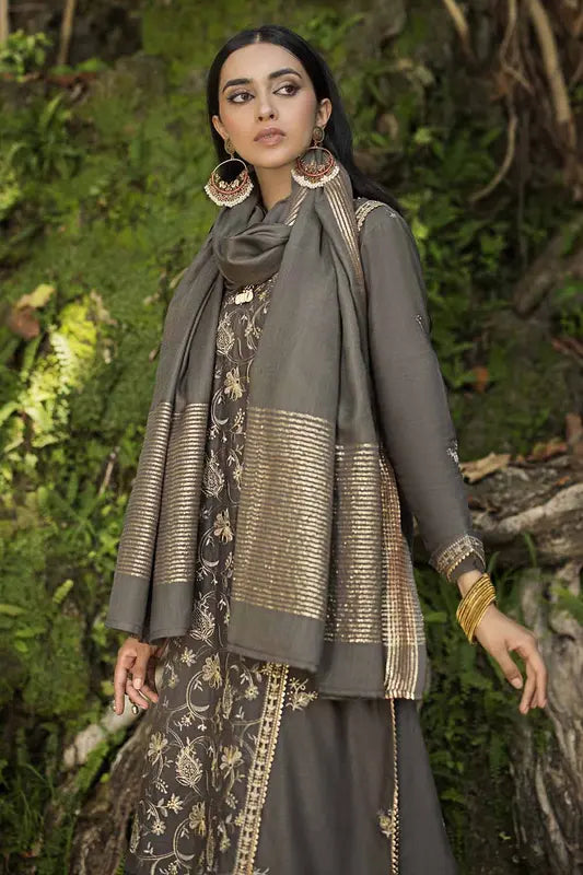 3PC Embroidered Khaddar Unstitched Suit with Pashmina Shawl AP-32080