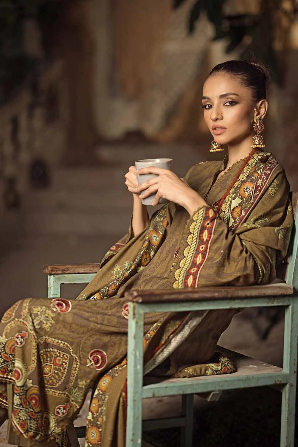 3PC Embroidered Digital Printed Karandi Unstitched Suit AY-32005