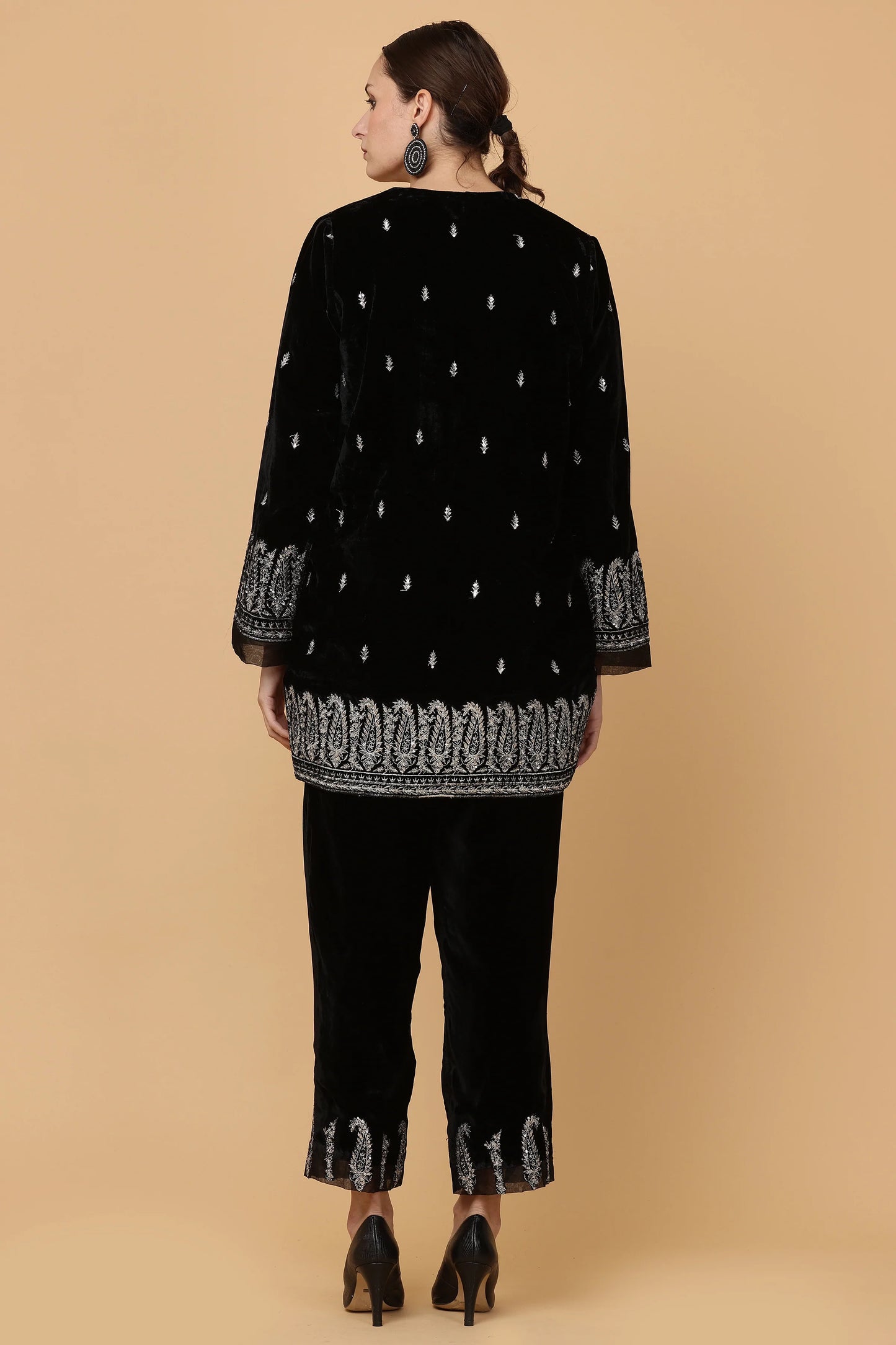 3pc-stitched-suits-Black Velvet with Jacket