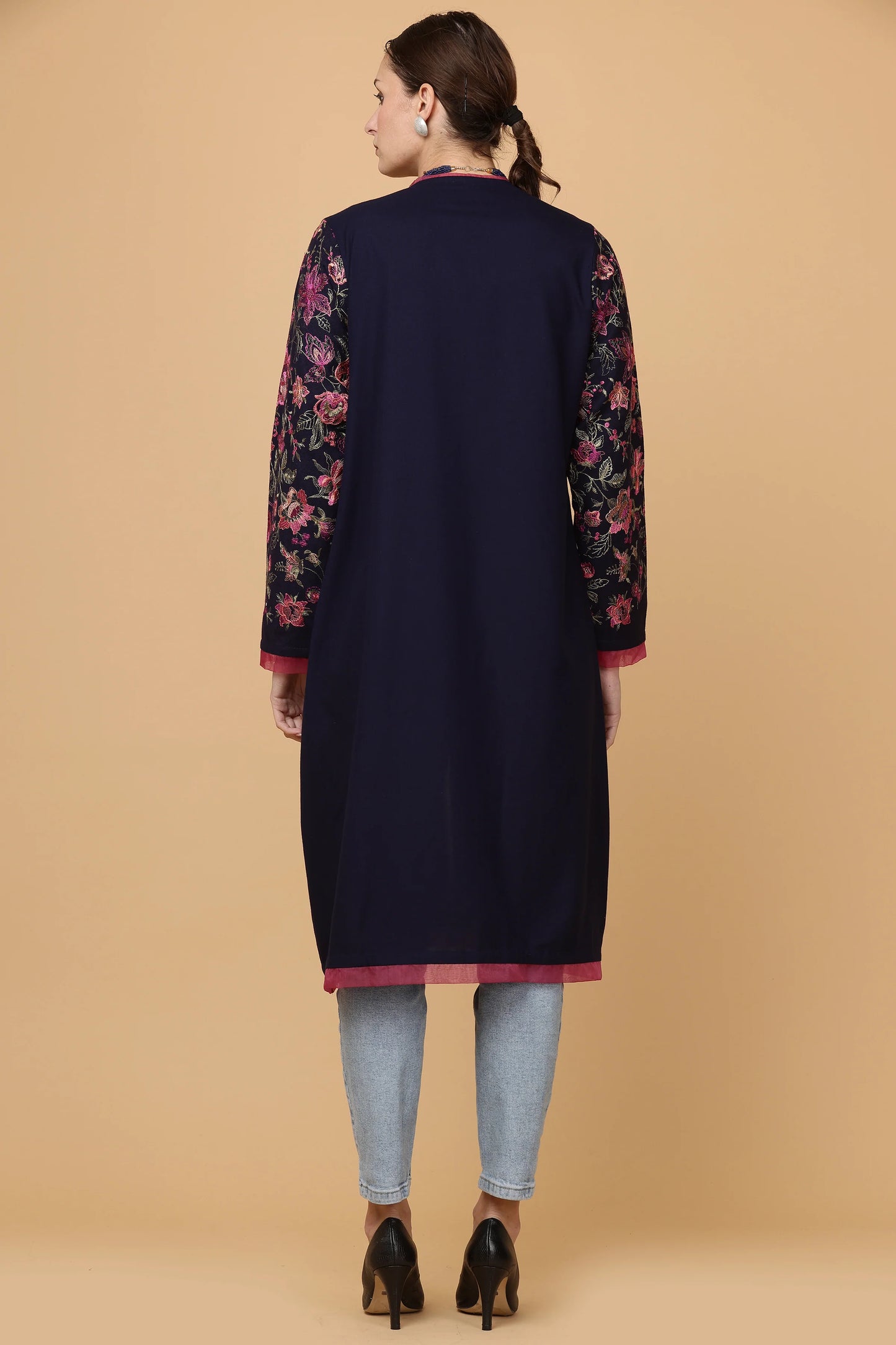 1pc-stitched-suits-Blue Embroidered Jacket