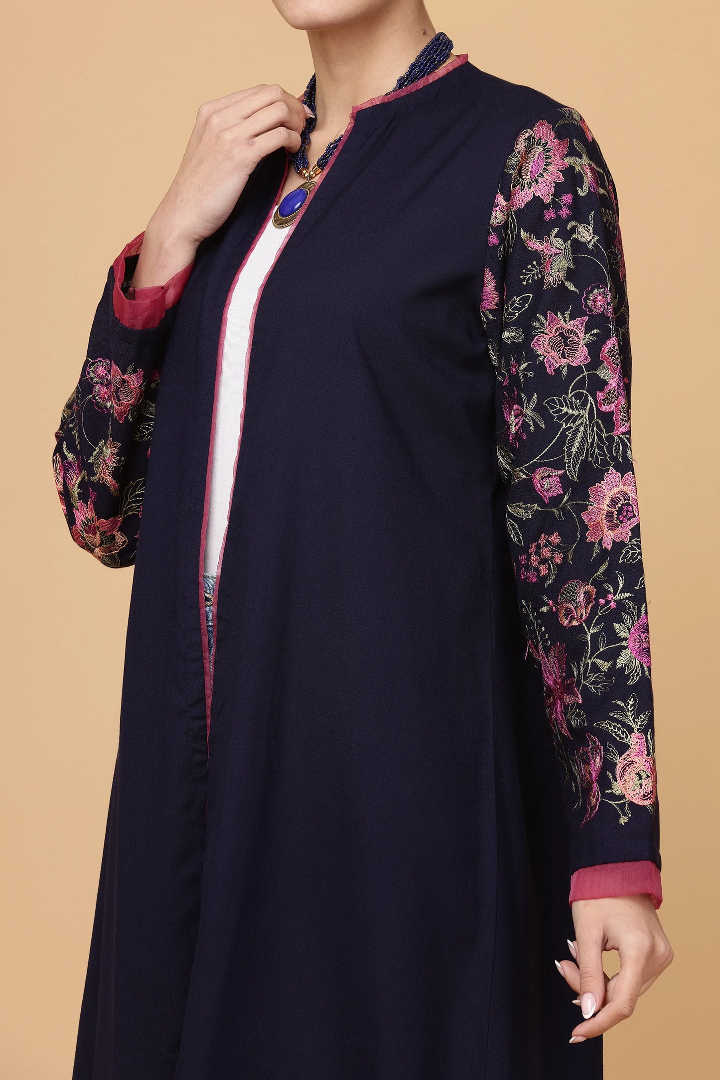 1pc-stitched-suits-Blue Embroidered Jacket