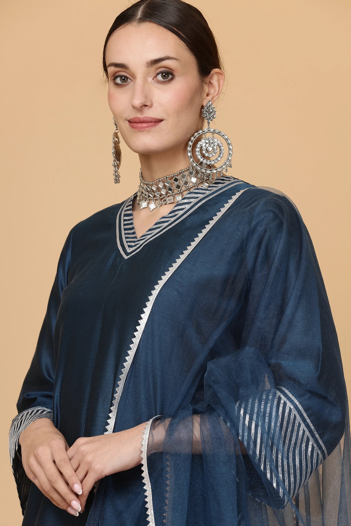 3pc-stitched-suits-Blue Sharara