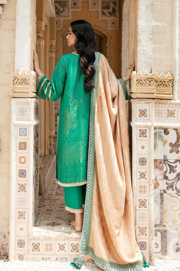 3PC Embroidered Linen Jacquard UN-STITCHED SUITS-CB-06