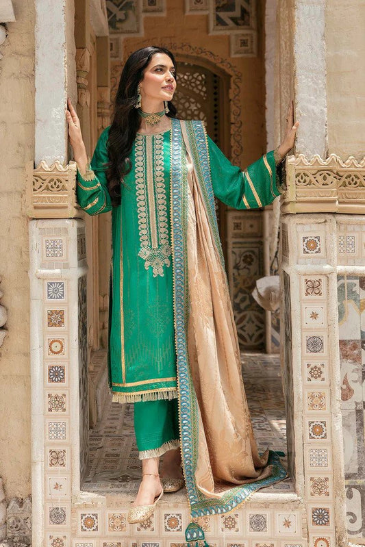 3PC Embroidered Linen Jacquard UN-STITCHED SUITS-CB-06