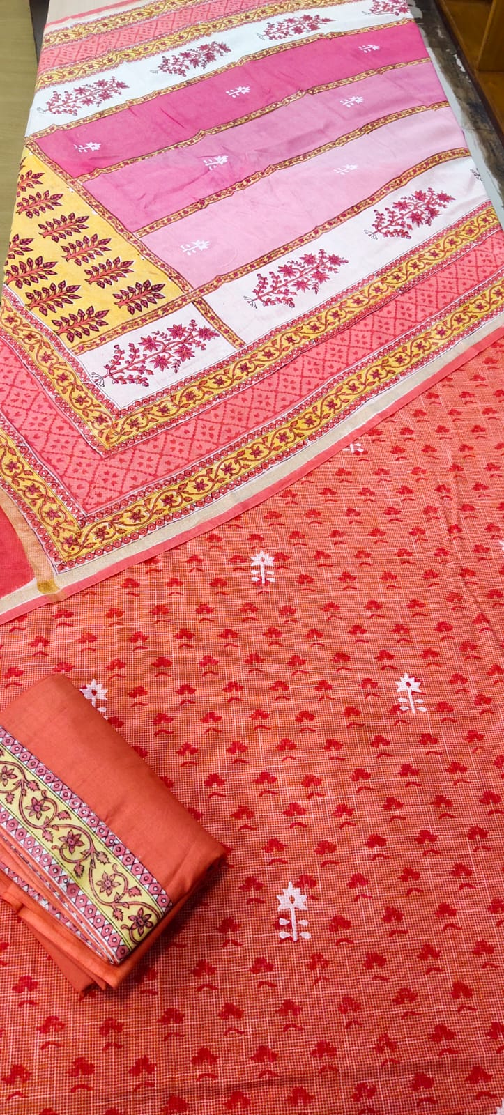 3-Pc Unstitched Printed Chanderi Dupatta Suit-Chanderi-1313