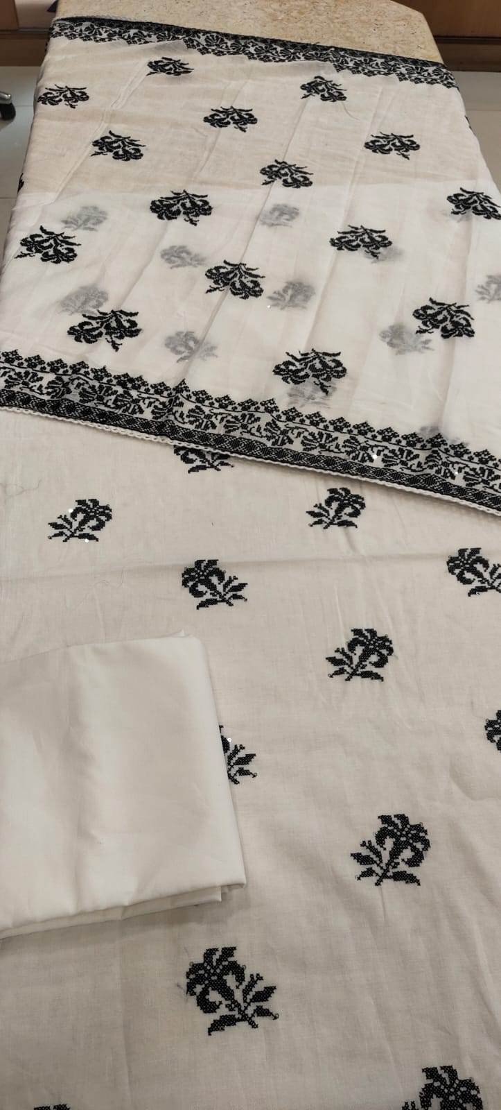 3-Pc Unstitched Cross-Stitch Dupatta Suit-Cotton-1314