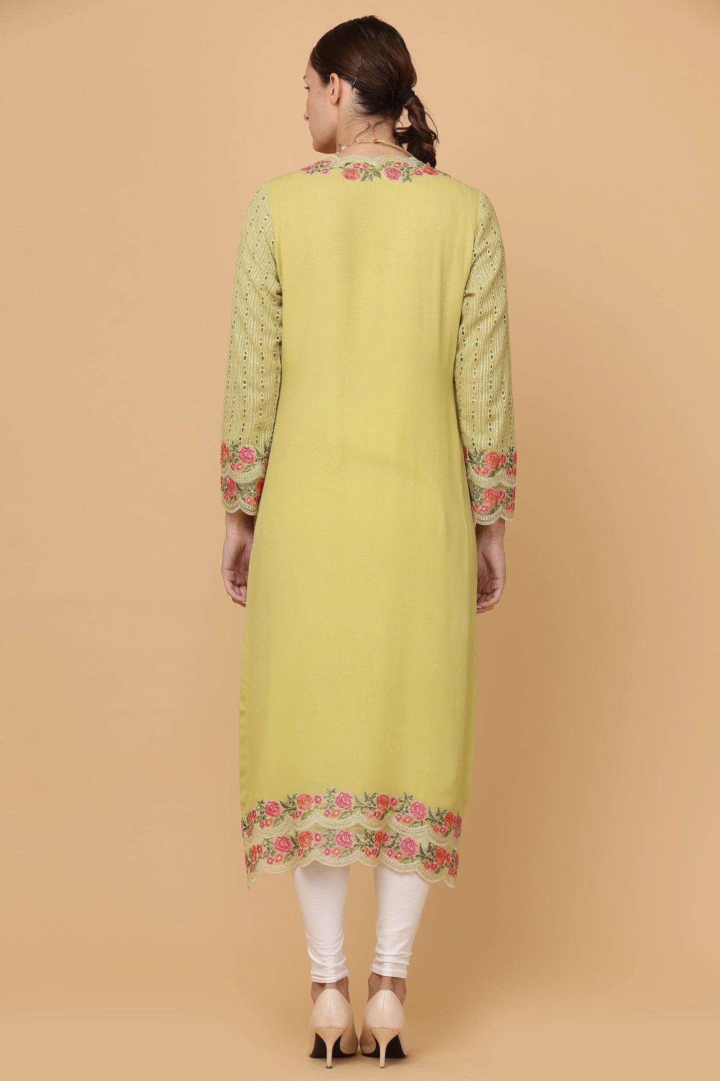 1pc-stitched-suits-Green Chikankari Kurti