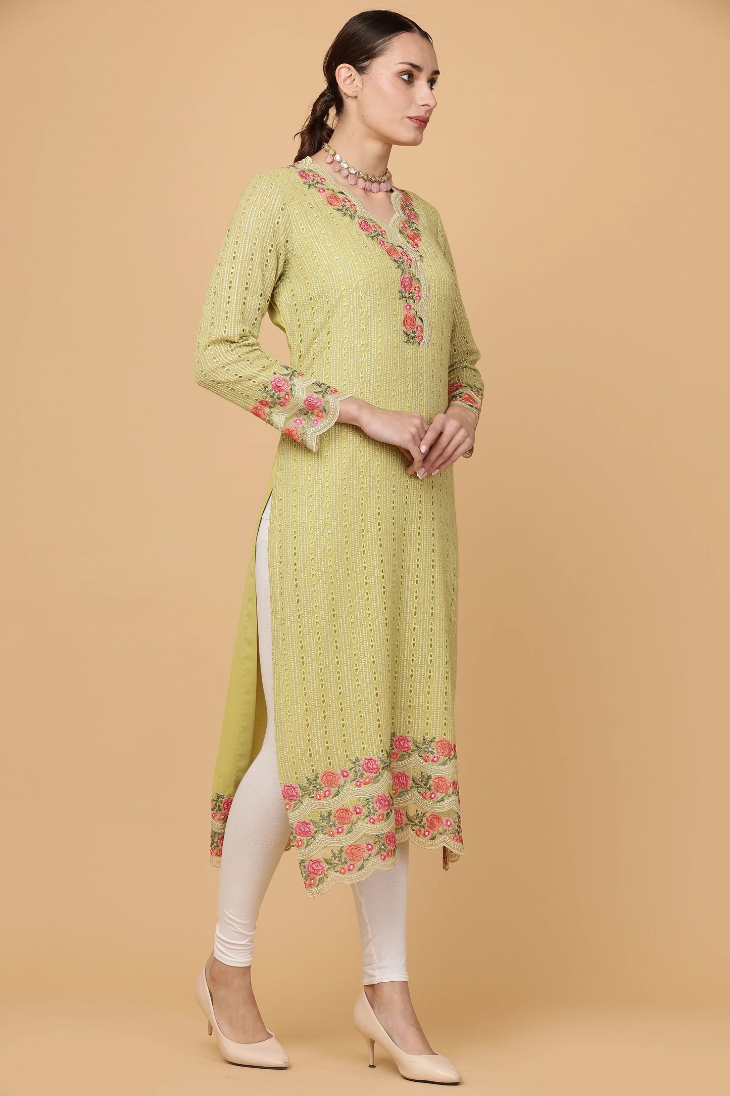 1pc-stitched-suits-Green Chikankari Kurti