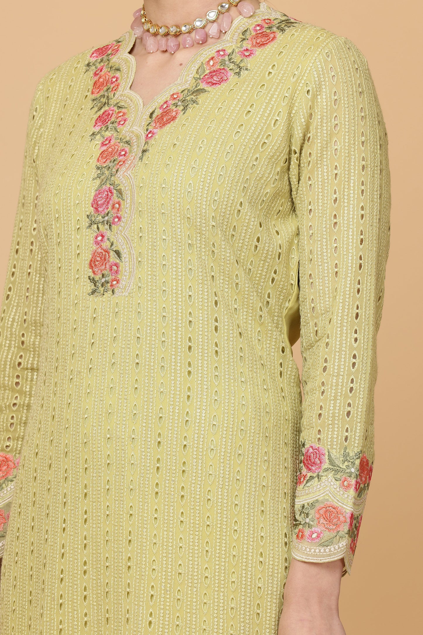 1pc-stitched-suits-Green Chikankari Kurti