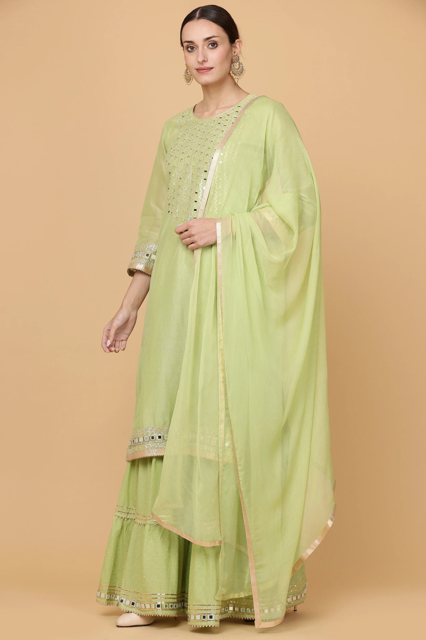 3pc-stitched-suits-Green Sharara