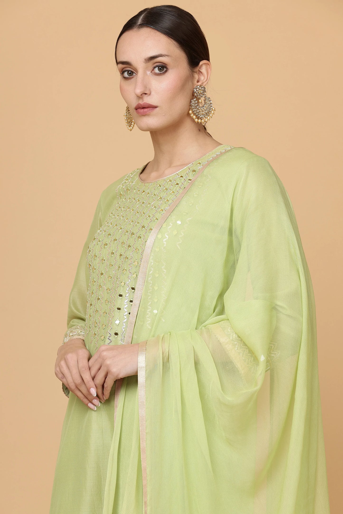 3pc-stitched-suits-Green Sharara