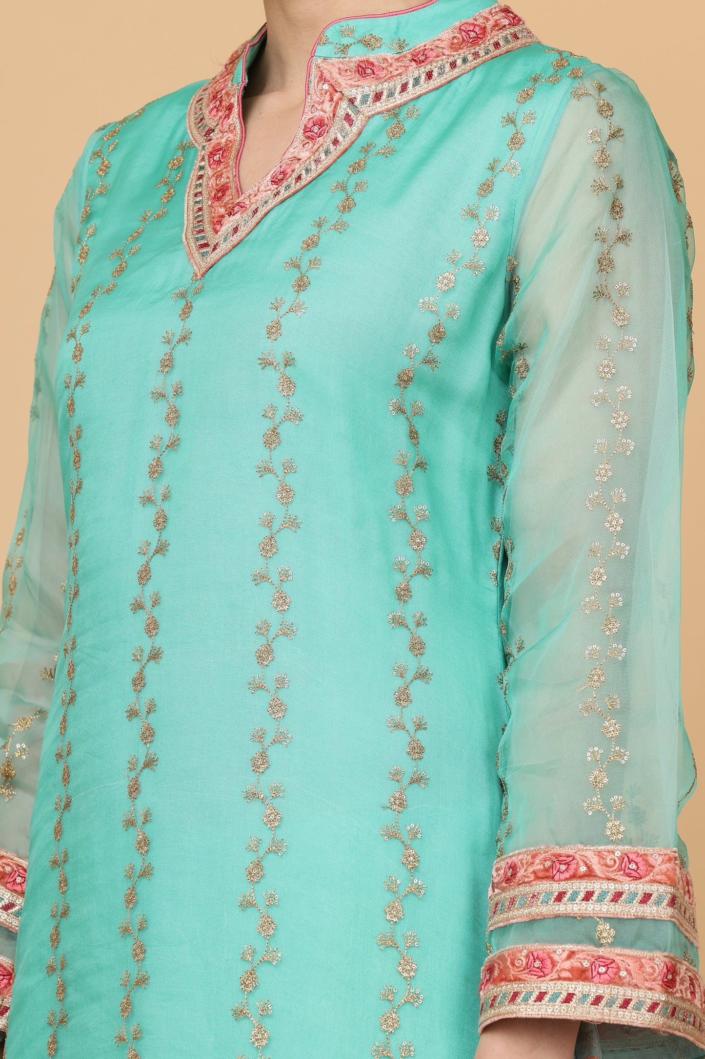 2pc-stitched-suits-Green Striped