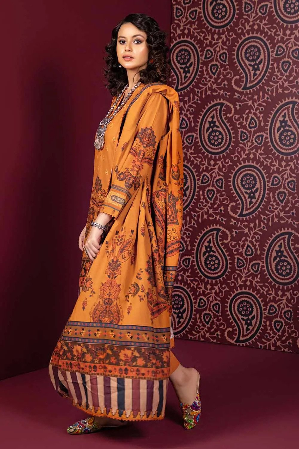 3PC Cotton Linen Unstitched Suit K-32006
