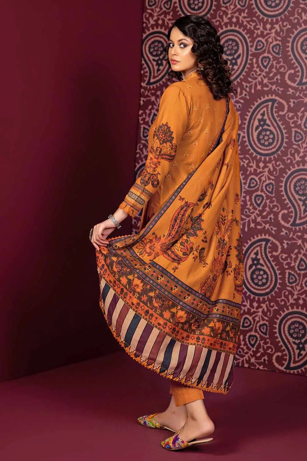 3PC Cotton Linen Unstitched Suit K-32006